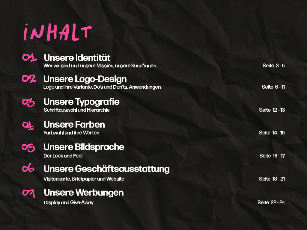 Styleguide – Inhaltverzeichnis